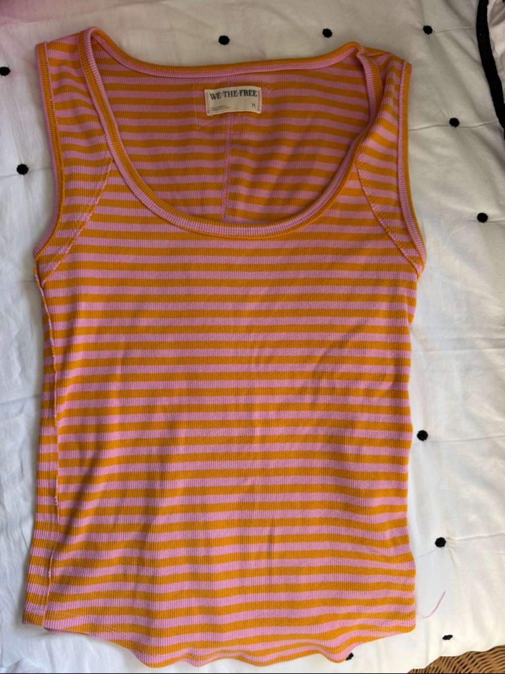 Summers calling ..We The Free Pink and Orange Striped Ribbed Tank